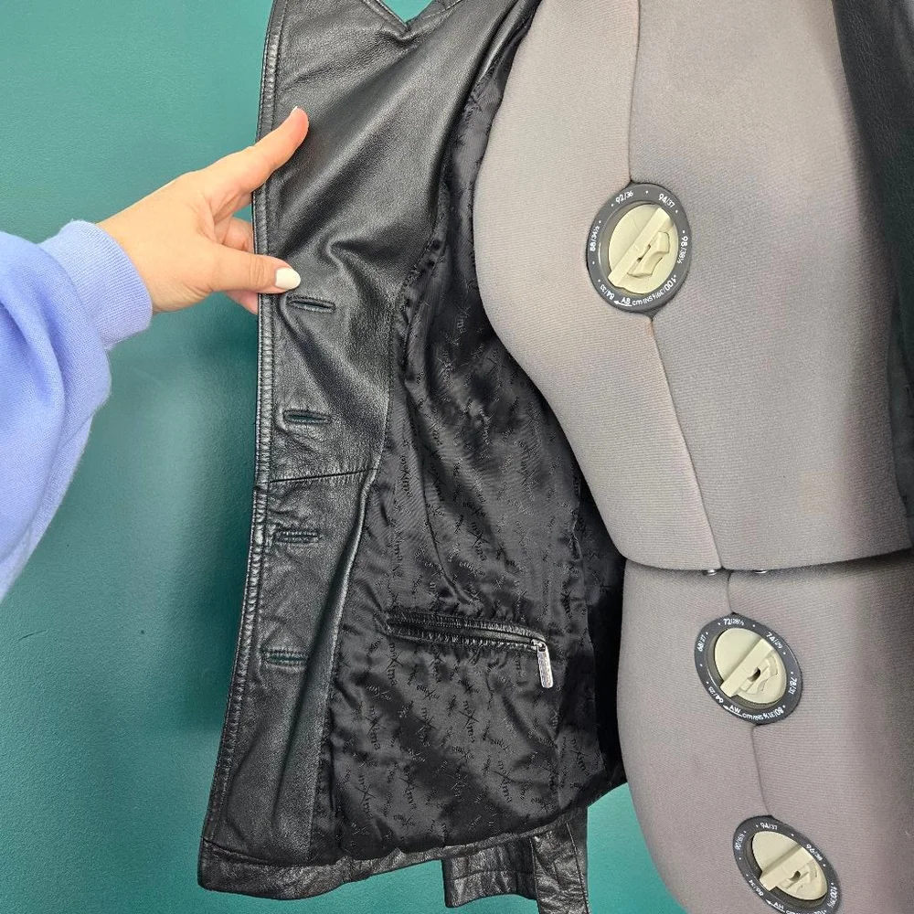 Maxima Wilson's Leather Women's Medium Black Leather Vintage 90s Y2K Jacket Coat - Picture 4 of 6